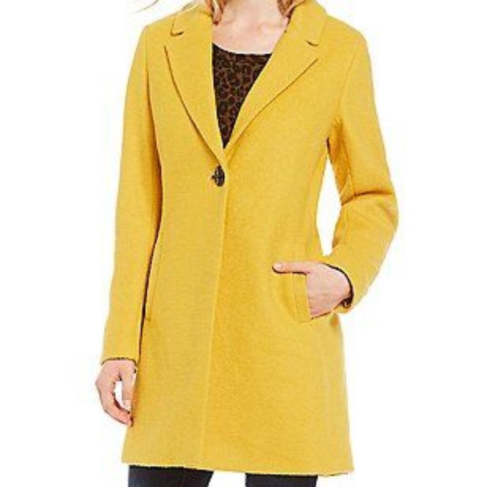 New Sam Edelman Marigold Yellow Button Front Wool Coat Womens 8